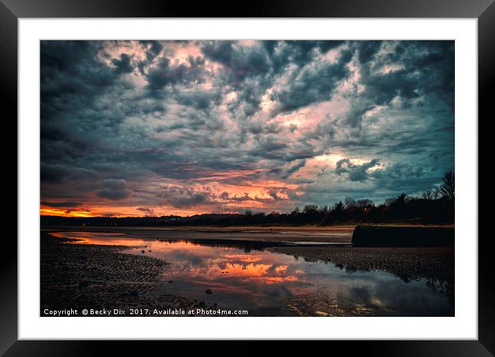 Sunset Reflections. Framed Mounted Print by Becky Dix