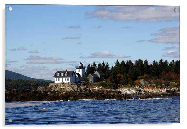 House on rocks, Maine, New England Acrylic by Hazel Wright