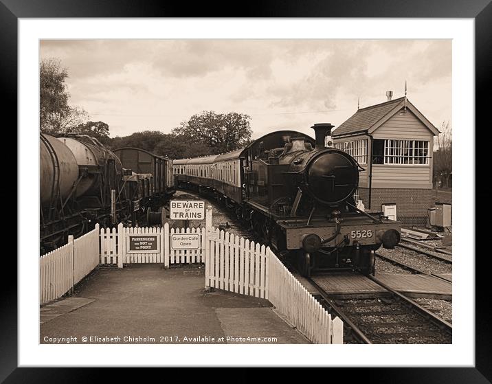 Locomotive 5526 arriving into Totnes Framed Mounted Print by Elizabeth Chisholm