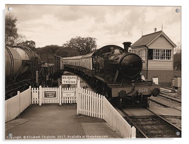 Locomotive 5526 arriving into Totnes Acrylic by Elizabeth Chisholm