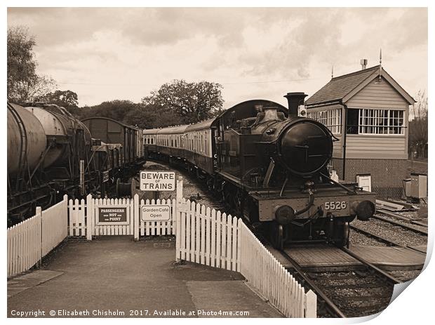 Locomotive 5526 arriving into Totnes Print by Elizabeth Chisholm