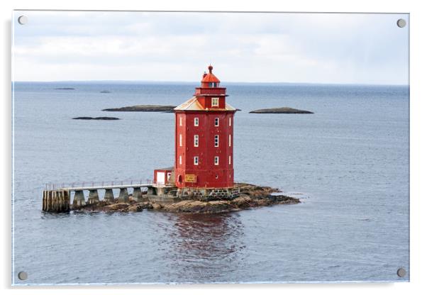 Kjeungskjær Lighthouse, Norway Acrylic by Hazel Wright