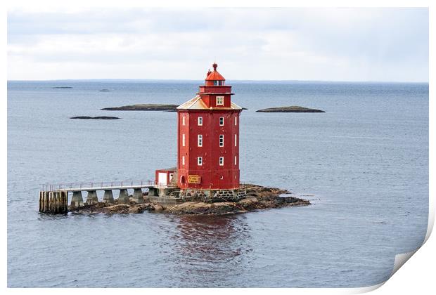 Kjeungskjær Lighthouse, Norway Print by Hazel Wright