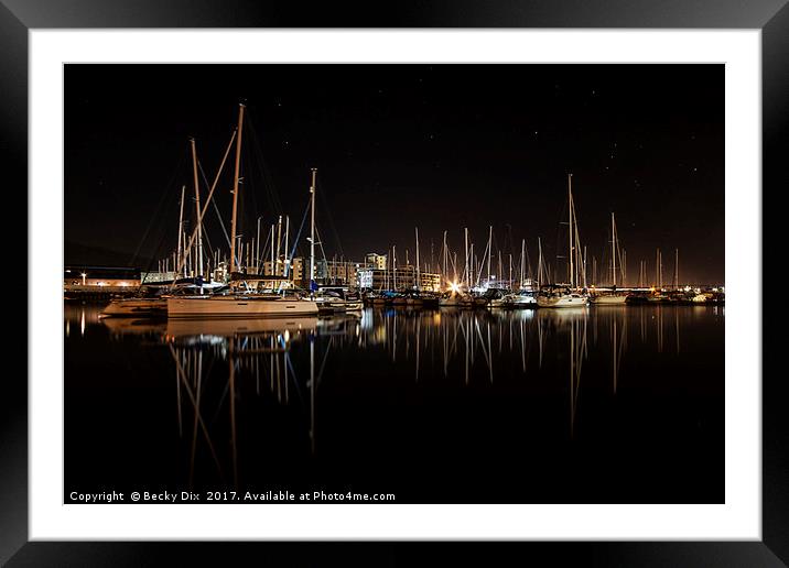 Moored for the night. Framed Mounted Print by Becky Dix