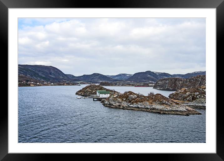 Norwegian Coastline with house Framed Mounted Print by Hazel Wright