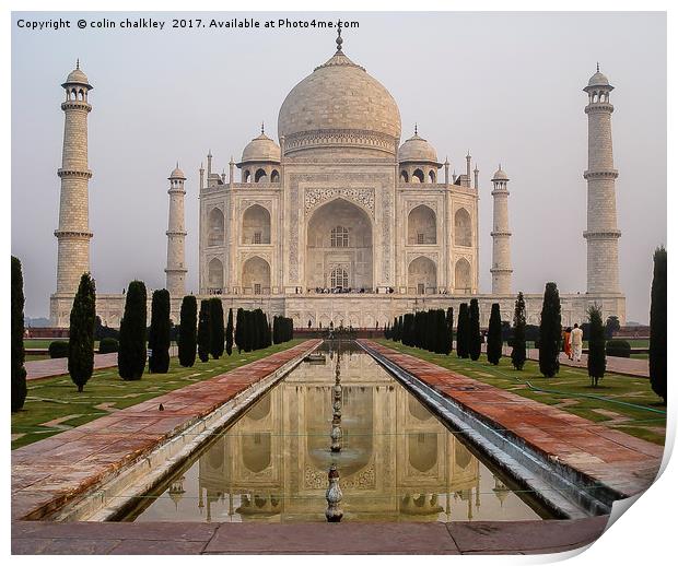 A Tribute to Love: The Taj Mahal at Dawn Print by colin chalkley