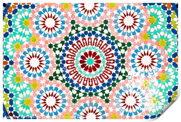 Decorative tiles on a mosque Print by PhotoStock Israel