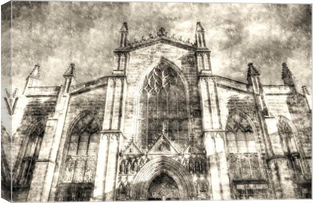 Edinburgh St Giles Cathedral Vintage Canvas Print by David Pyatt