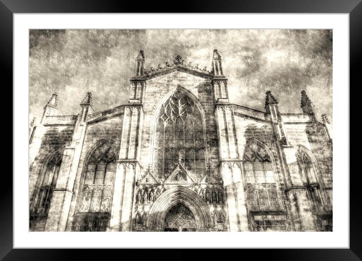 Edinburgh St Giles Cathedral Vintage Framed Mounted Print by David Pyatt