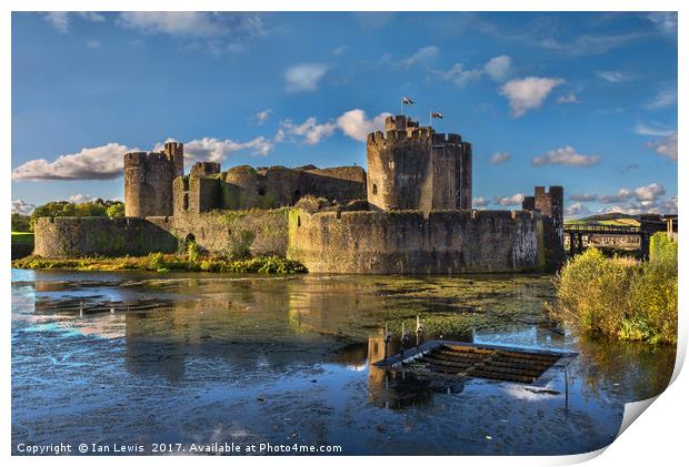 Caerphilly Castle South Facing Walls Print by Ian Lewis