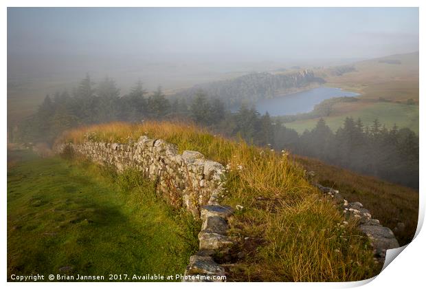 Misty Morning at Hadrian's Wall Print by Brian Jannsen