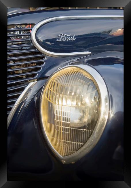 Vintage Ford Car Headlight Framed Print by Luc Novovitch