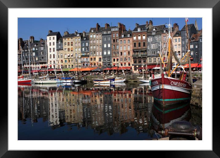 Honfleur Harbour Reflections  Framed Mounted Print by Aidan Moran
