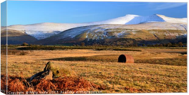 Brecon Beacons Winter Embrace.  Canvas Print by Philip Veale