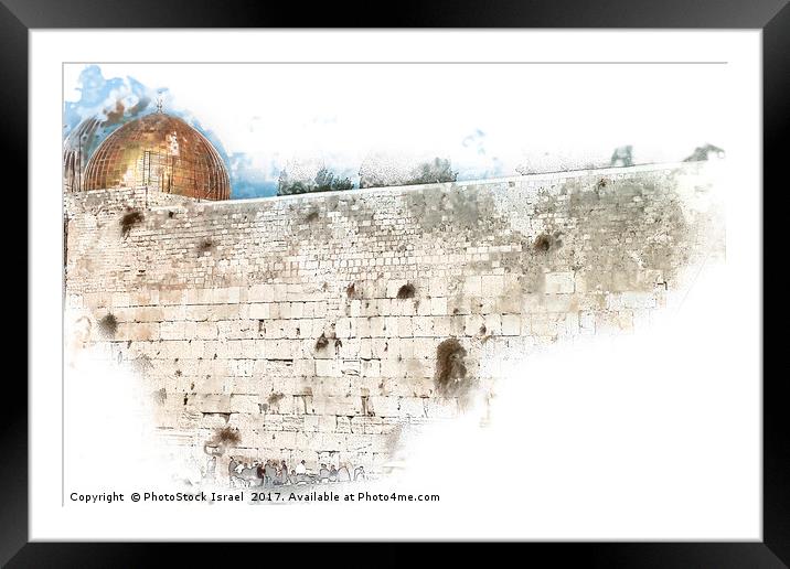 wailing wall and dome of the Rock Framed Mounted Print by PhotoStock Israel