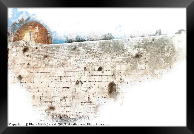wailing wall and dome of the Rock Framed Print by PhotoStock Israel