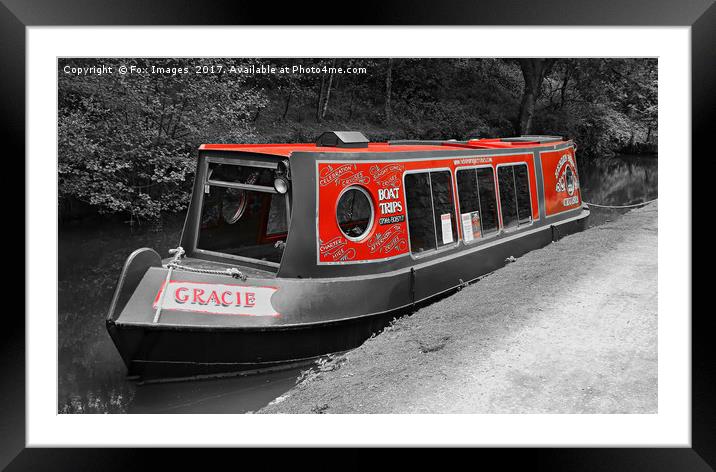Canal Barge at hebden bridge Framed Mounted Print by Derrick Fox Lomax