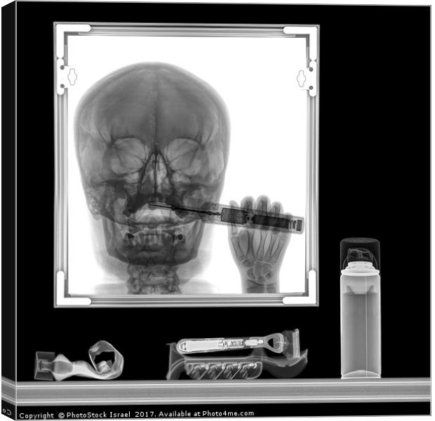 x-ray of a person brushing his teeth Canvas Print by PhotoStock Israel