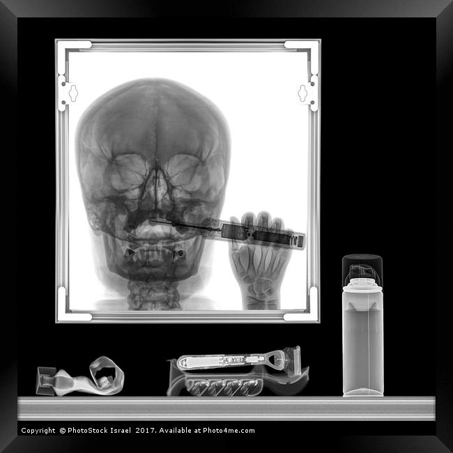 x-ray of a person brushing his teeth Framed Print by PhotoStock Israel