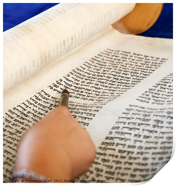 Reading the Torah scrolls Print by PhotoStock Israel