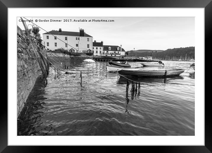 A Water Level View of Boats Moored at Dartmouth Framed Mounted Print by Gordon Dimmer