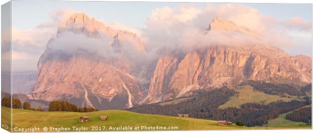 Sunset on the Alpe di Siusi Canvas Print by Stephen Taylor