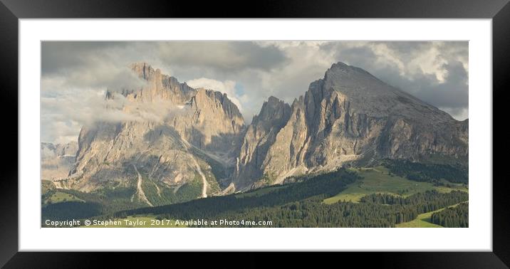 The Langkofel Group Framed Mounted Print by Stephen Taylor