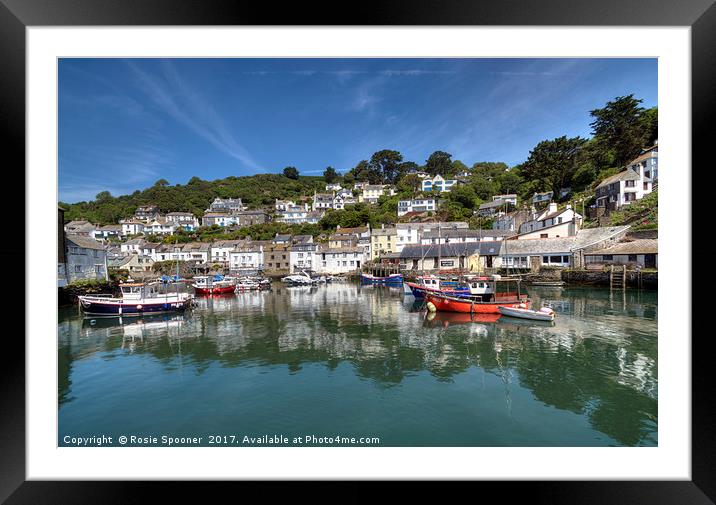Reflections at pretty Polperro Harbour in Cornwall Framed Mounted Print by Rosie Spooner