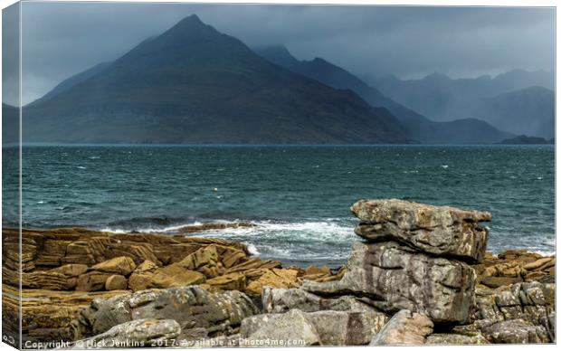 The Black Cuillin from Elgol Beach on Skye  Canvas Print by Nick Jenkins