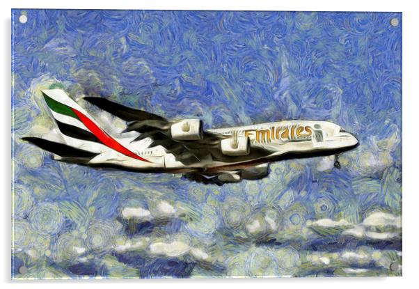 Emirates A380 Airbus Art Acrylic by David Pyatt