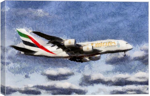 Emirates A380 Art  Canvas Print by David Pyatt