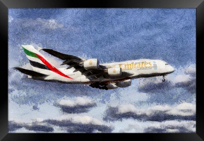 Emirates A380 Art  Framed Print by David Pyatt