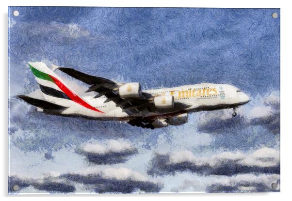 Emirates A380 Art  Acrylic by David Pyatt