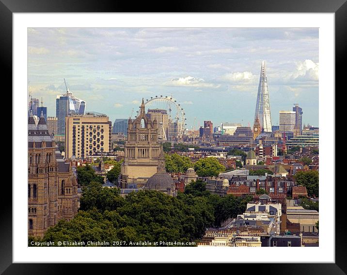 London skyline - a panorama from Kensington to Sou Framed Mounted Print by Elizabeth Chisholm