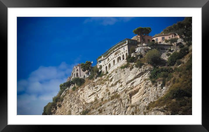 Castle on a rock, Meta, Italy Framed Mounted Print by Larisa Siverina