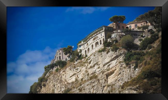 Castle on a rock, Meta, Italy Framed Print by Larisa Siverina