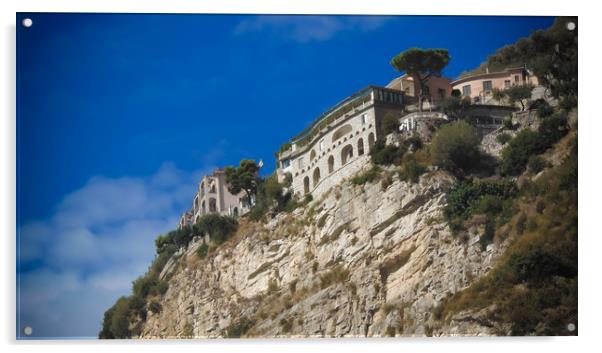 Castle on a rock, Meta, Italy Acrylic by Larisa Siverina