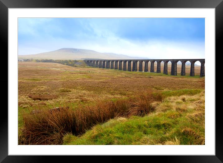 Rainy day at Ribblehead viaduct Framed Mounted Print by John Hall