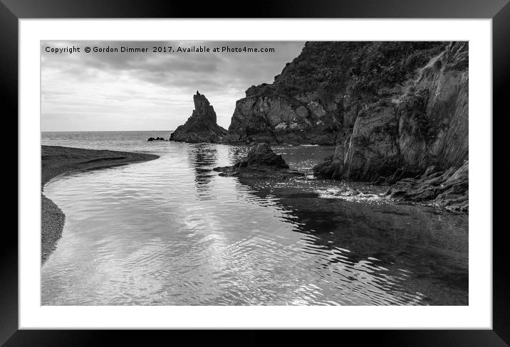 A monochrome image looking out to sea at Blackpool Framed Mounted Print by Gordon Dimmer