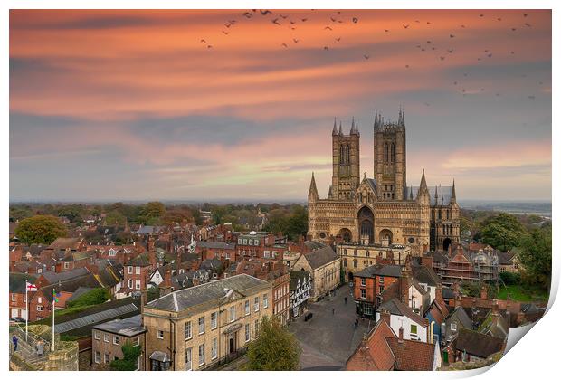 Lincoln Cathedral as sun is setting Print by Andrew Scott