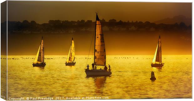 Yachts at Sunset Canvas Print by Paul F Prestidge