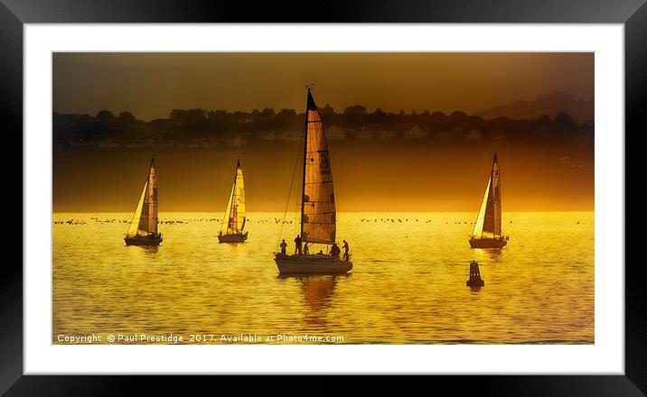 Yachts at Sunset Framed Mounted Print by Paul F Prestidge