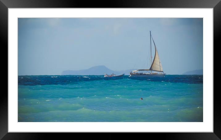White yacht on the sea. Framed Mounted Print by Larisa Siverina