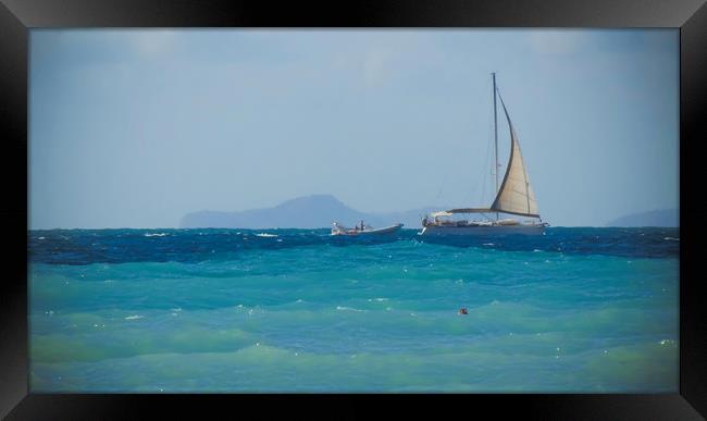 White yacht on the sea. Framed Print by Larisa Siverina