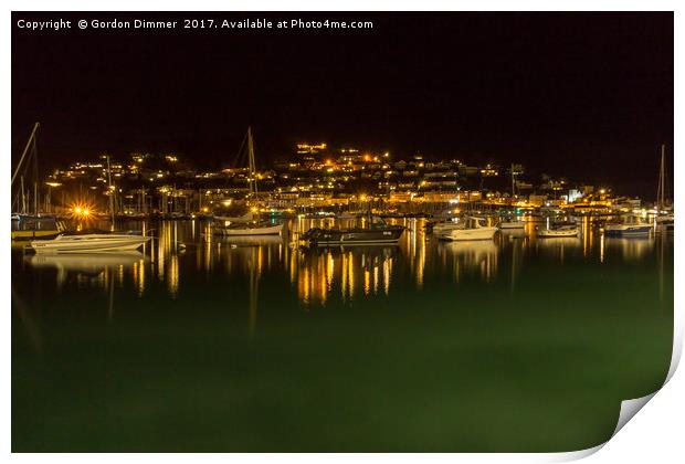 Kingswear in Devon at night Print by Gordon Dimmer