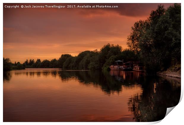 Trent Lock at Dusk Print by Jack Jacovou Travellingjour