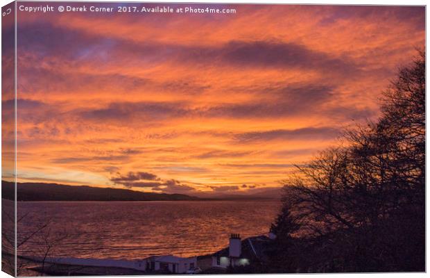 Setting sun over Beauly Firth Canvas Print by Derek Corner