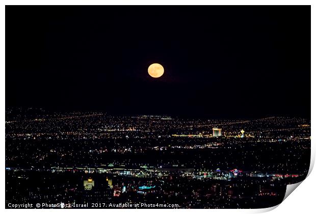 Super Moon in Las Vegas Print by PhotoStock Israel