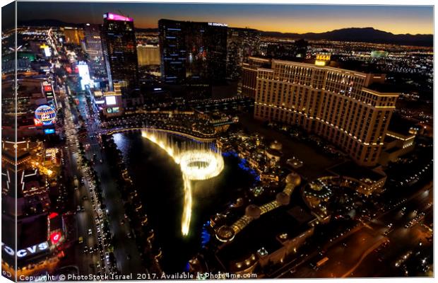 Bellagio Hotel Fountain, Las Vegas Canvas Print by PhotoStock Israel