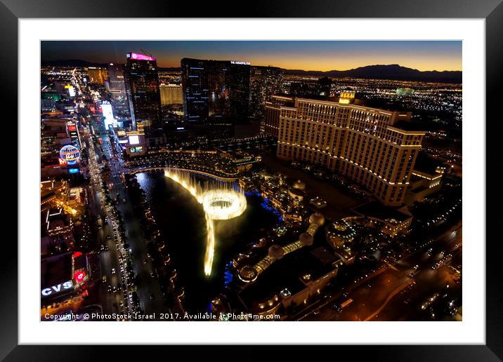 Bellagio Hotel Fountain, Las Vegas Framed Mounted Print by PhotoStock Israel